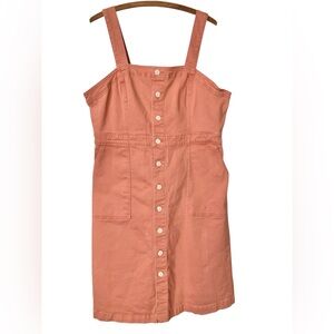 Universal Thread Overall Dress Size 16 Jumper Denim Peach Spring Summer